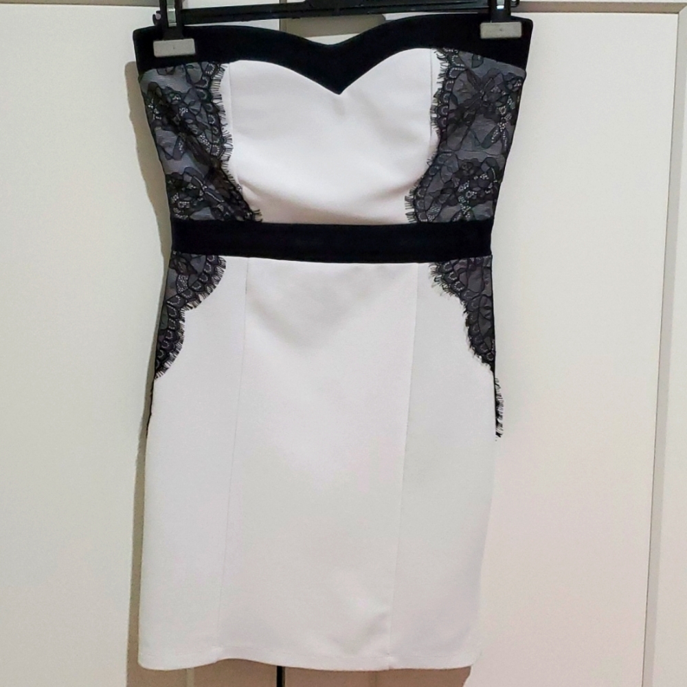 Tally Weijl Strapless White and Black Dress
